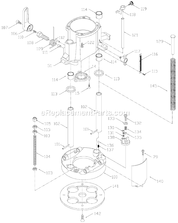 Page A Diagram and Parts List for 7538 Type 3 Porter Cable Router
